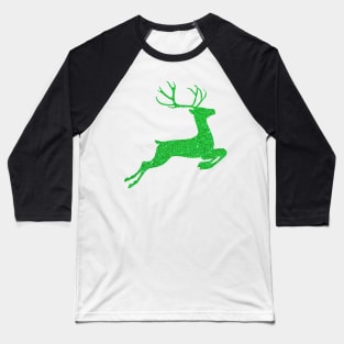 Bright Green Faux Glitter Reindeer Baseball T-Shirt